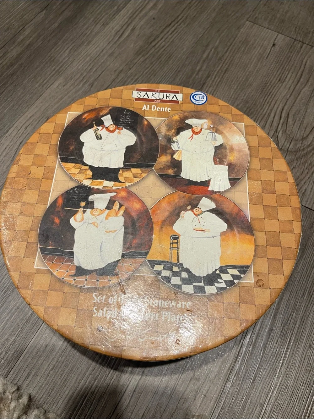 Sakura Al Dente Decorative Chef Stoneware Plate Set - Brown